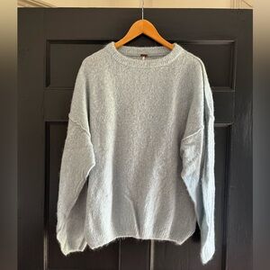 Free People Light Blue Cozy Crewneck Sweater